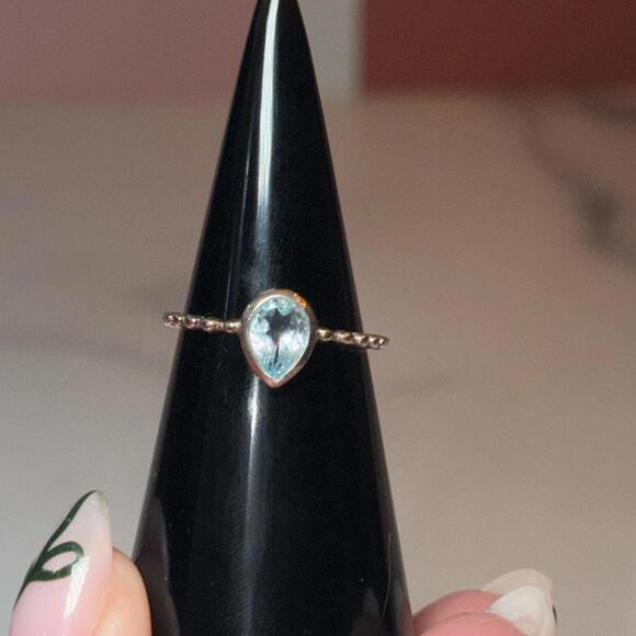 Other - Blue Topaz Sterling Silver Dainty Tear-Shaped Ring: Size 7